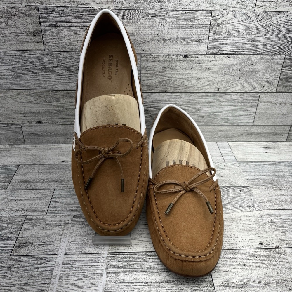 Sebago Leyden Tie Tan Nubuck White‎ Leather Shoes Women Size 7.5